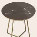 Leo Zodiac Star Constellation Line Art Coffee Brown Side Table Gallery Image 2