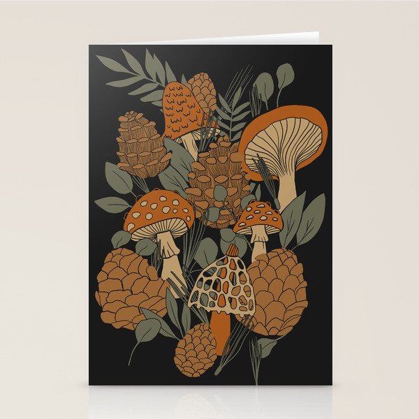 Autumn Mushrooms and Pinecones Stationery Card Gallery Image 2