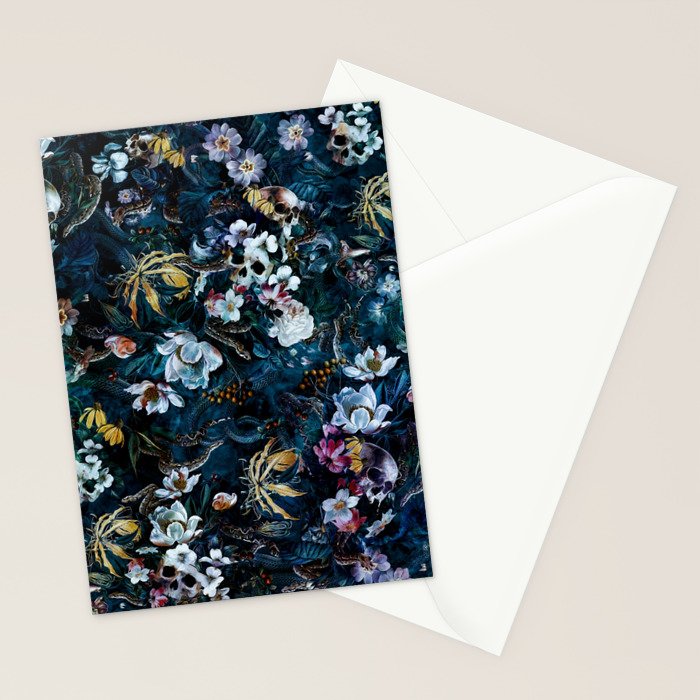Skull Snake and Flowers Stationery Card Gallery Image 2