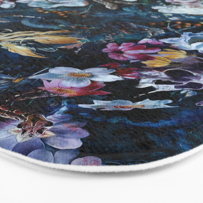 Skull Snake and Flowers Bath Mat Gallery Image 3