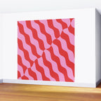 Retro Wavy Abstract Pattern in Red & Pink Wall Mural Gallery Image 2