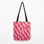 Retro Wavy Abstract Pattern in Red & Pink Tote Bag Gallery Image 2