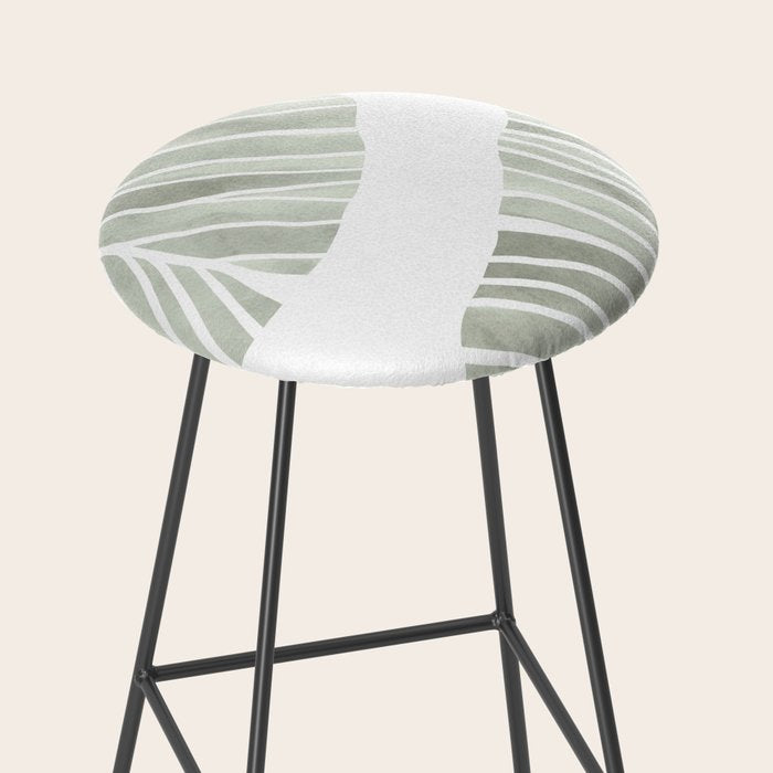 Sage green tropical leaves Stool Gallery Image 2