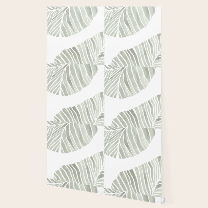 Sage green tropical leaves Wallpaper Gallery Image 2