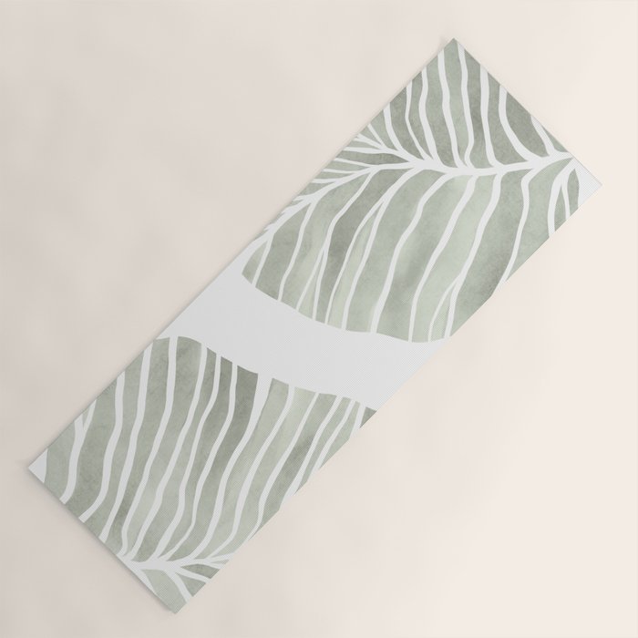 Sage green tropical leaves Yoga Mat Gallery Image 1
