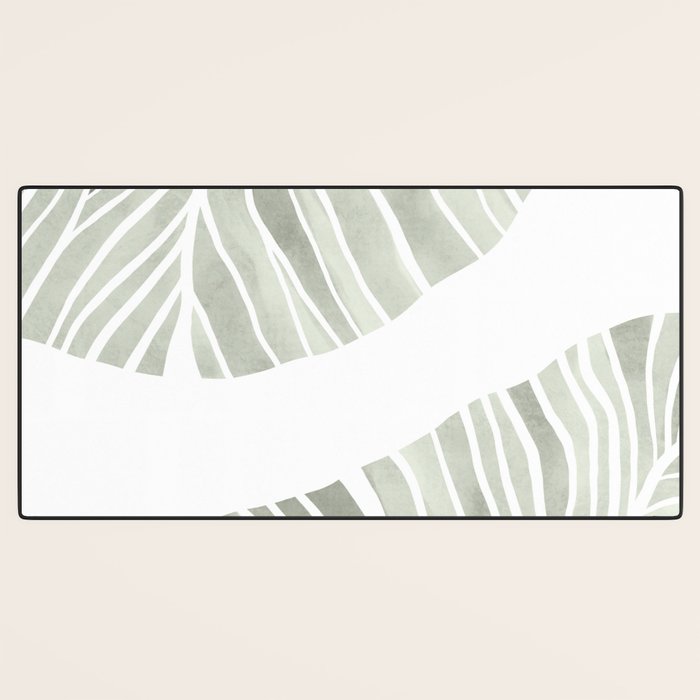 Sage green tropical leaves Desk Mat Gallery Image 3