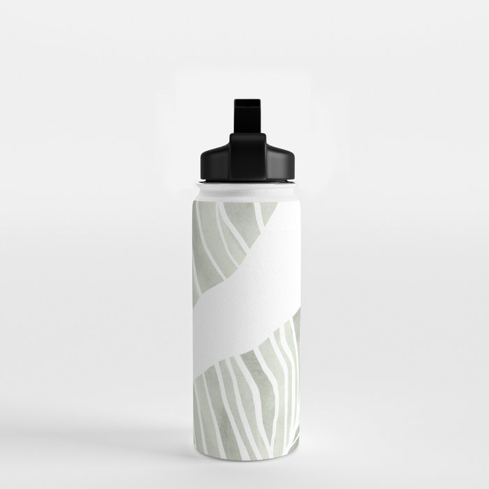 Sage green tropical leaves Water Bottle Gallery Image 2