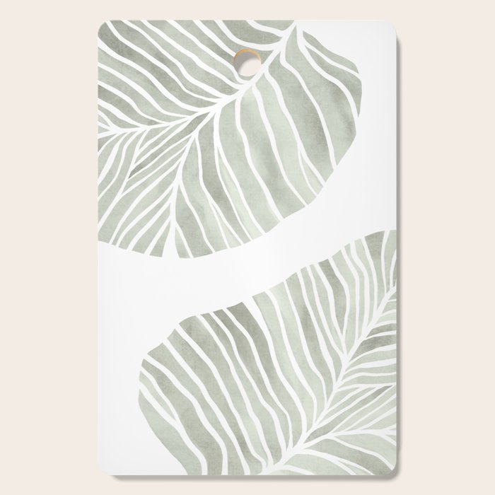 Sage green tropical leaves Cutting Board Gallery Image 1