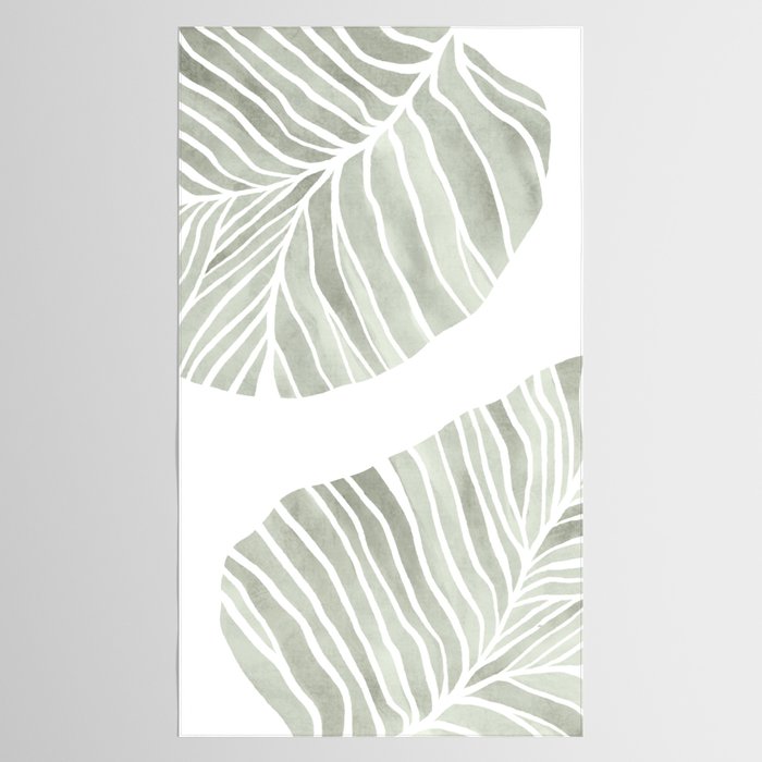 Sage green tropical leaves Tablecloth Gallery Image 2