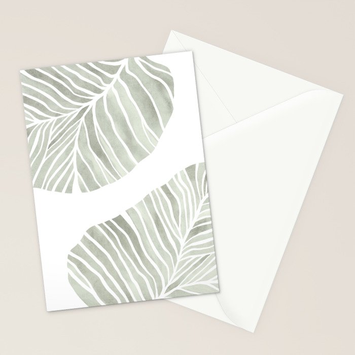 Sage green tropical leaves Stationery Card Gallery Image 2