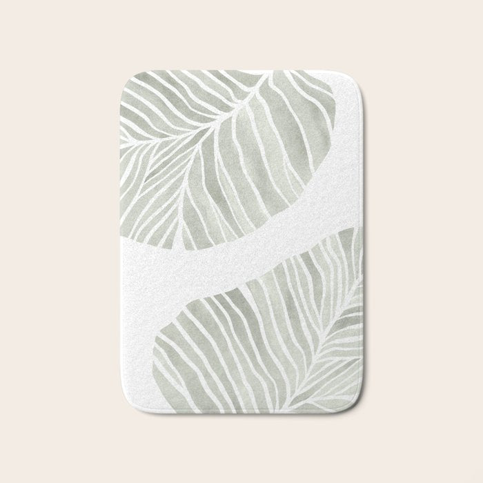 Sage green tropical leaves Bath Mat Gallery Image 1