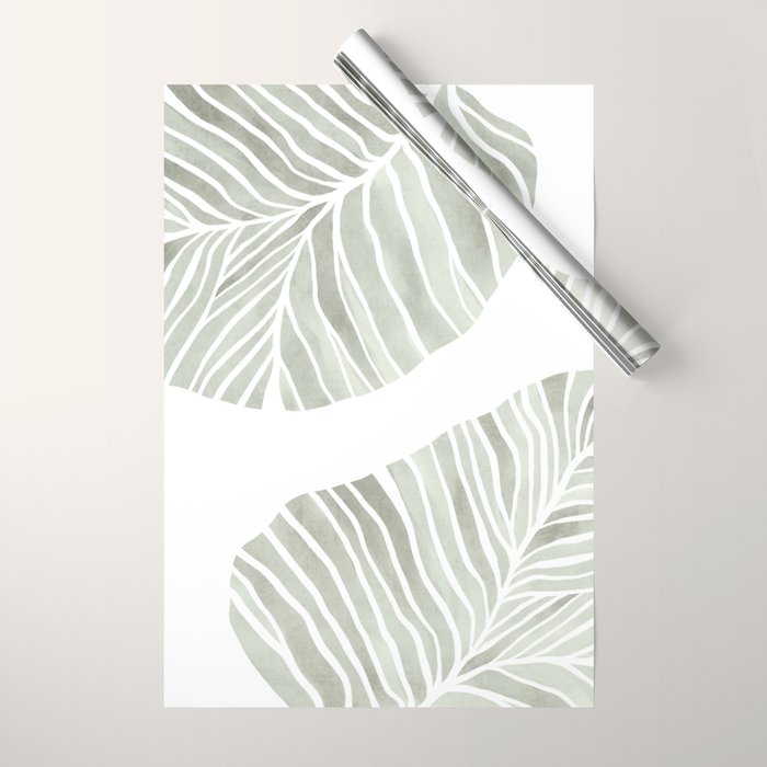 Sage green tropical leaves Wrapping Paper Gallery Image 1