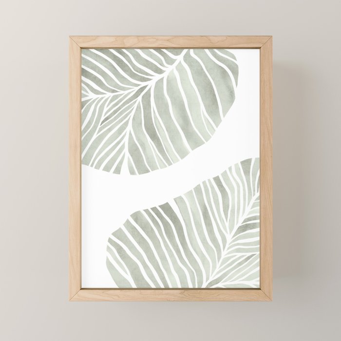 Sage green tropical leaves Mini Art Print Gallery Image 1