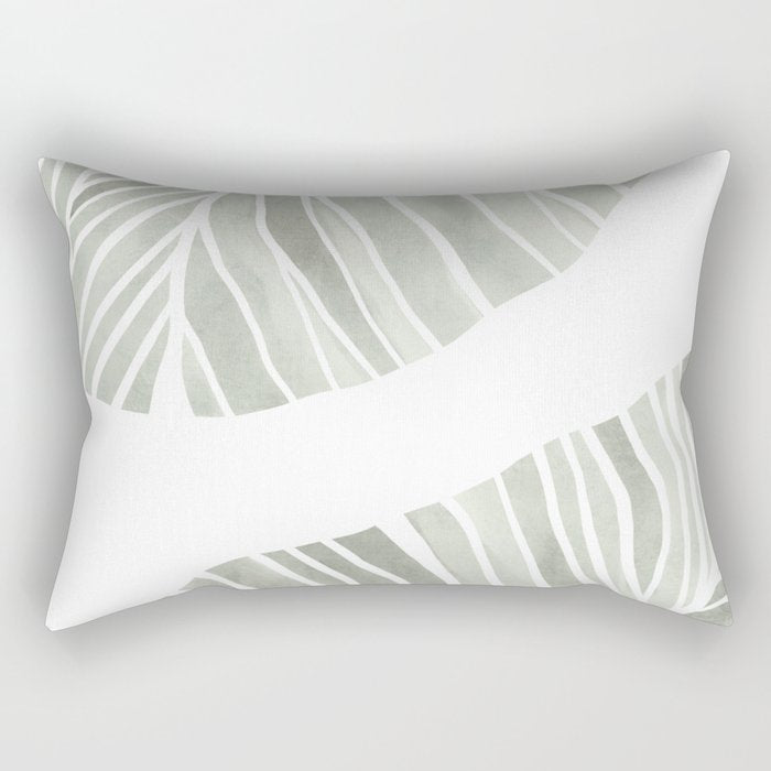 Sage green tropical leaves Rectangular Pillow Gallery Image 1