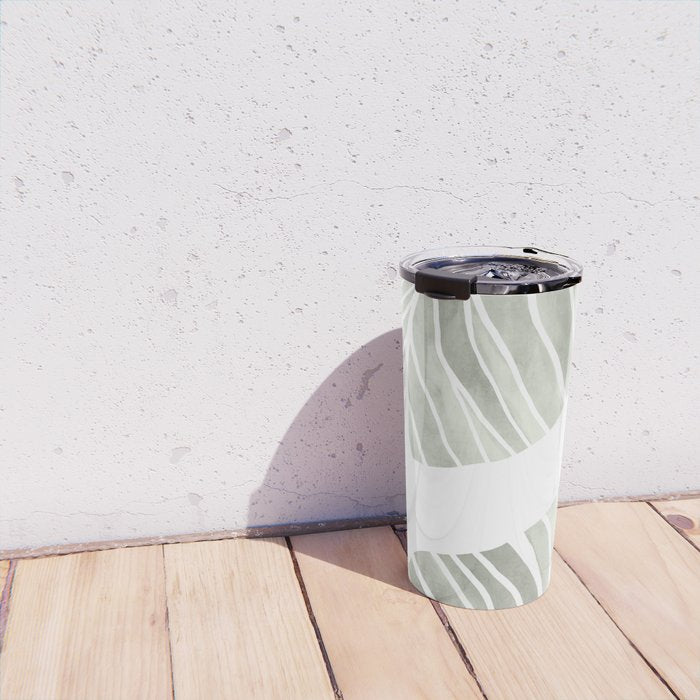 Sage green tropical leaves Travel Mug Gallery Image 4