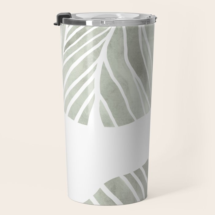Sage green tropical leaves Travel Mug Gallery Image 3