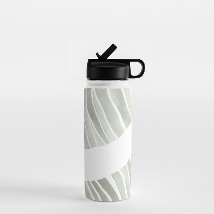 Sage green tropical leaves Water Bottle Gallery Image 1