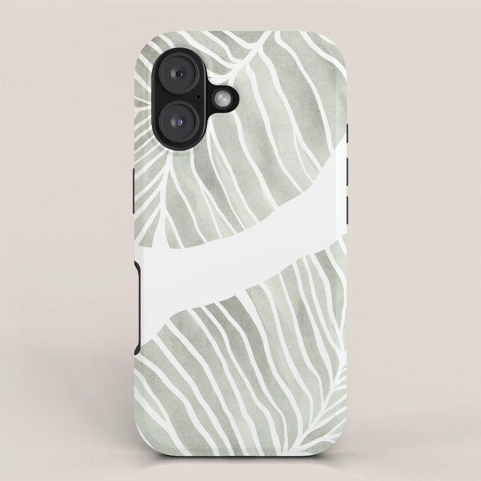 Sage green tropical leaves iPhone Case Gallery Image 1