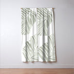Sage green tropical leaves Window Curtain Gallery Image 3