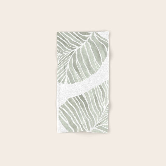 Sage green tropical leaves Bath Towel Gallery Image 1