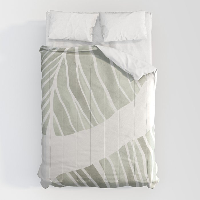 Sage green tropical leaves Comforter Gallery Image 6
