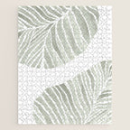 Sage green tropical leaves Jigsaw Puzzle Gallery Image 1