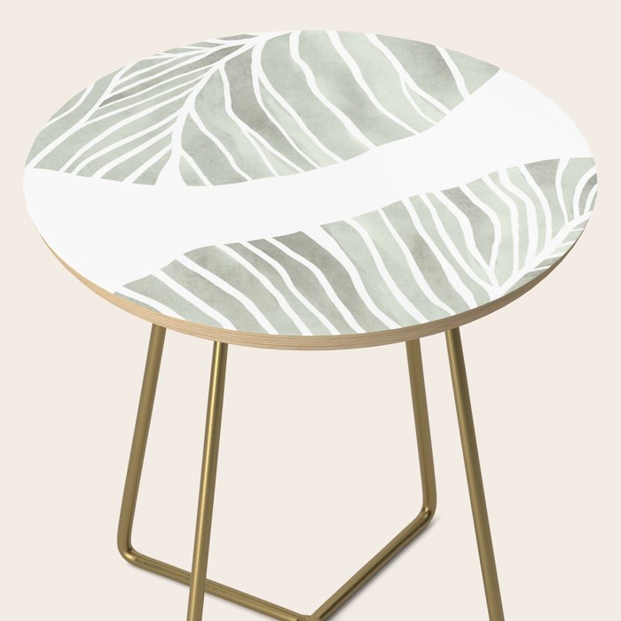 Sage green tropical leaves Side Table Gallery Image 2