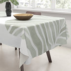 Sage green tropical leaves Tablecloth Gallery Image 3
