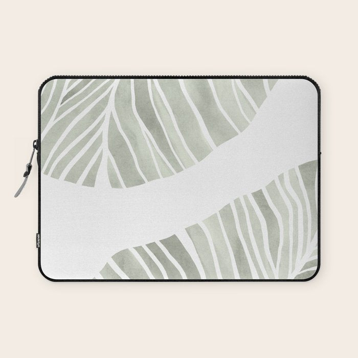 Sage green tropical leaves Laptop Sleeve Gallery Image 1