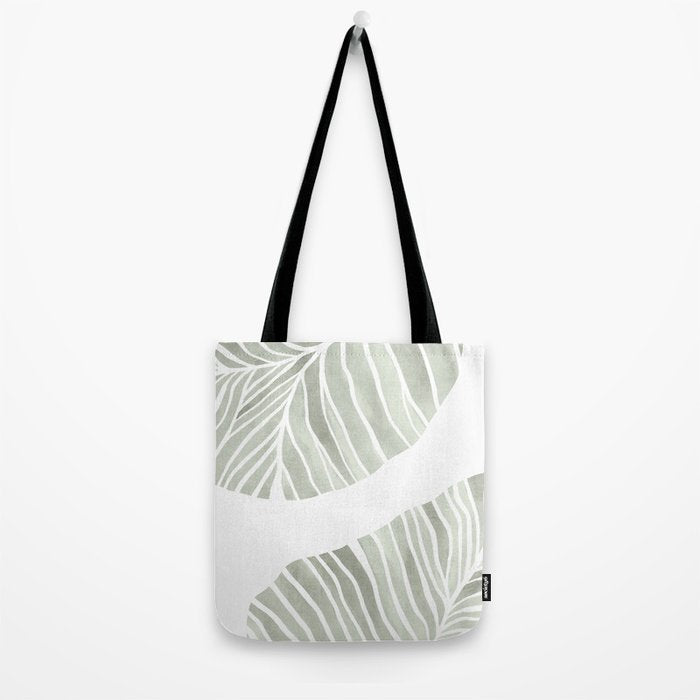 Sage green tropical leaves Tote Bag Gallery Image 2