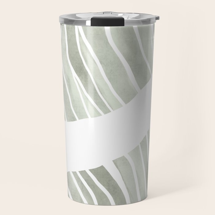 Sage green tropical leaves Travel Mug Gallery Image 1