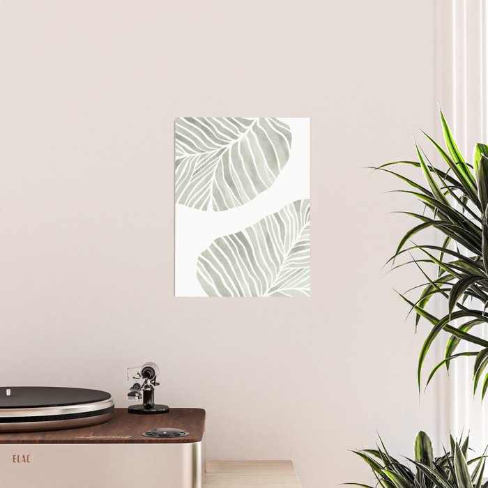 Sage green tropical leaves Poster Gallery Image 2
