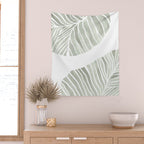 Sage green tropical leaves Wall Tapestry Gallery Image 2