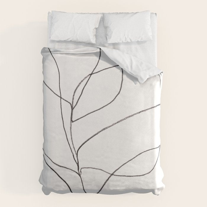 Minimalist Line Art Plant Drawing Duvet Cover Gallery Image 1