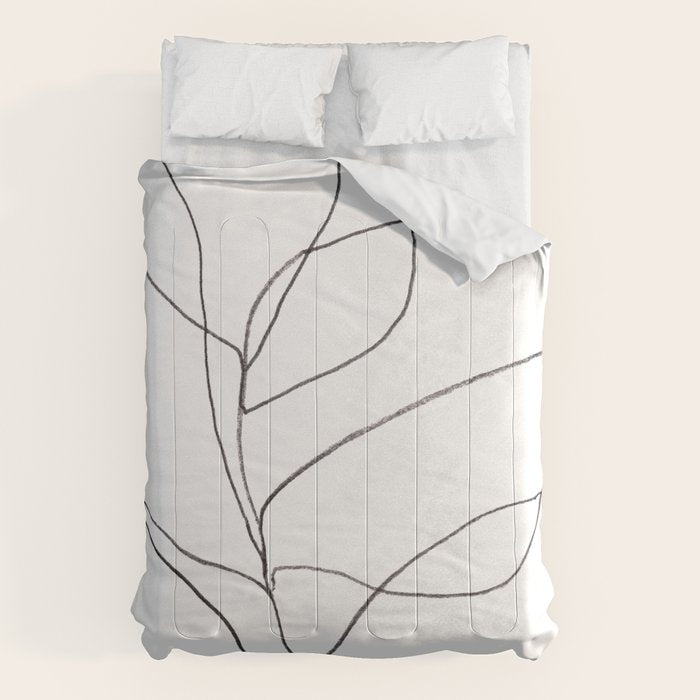 Minimalist Line Art Plant Drawing Comforter Gallery Image 6