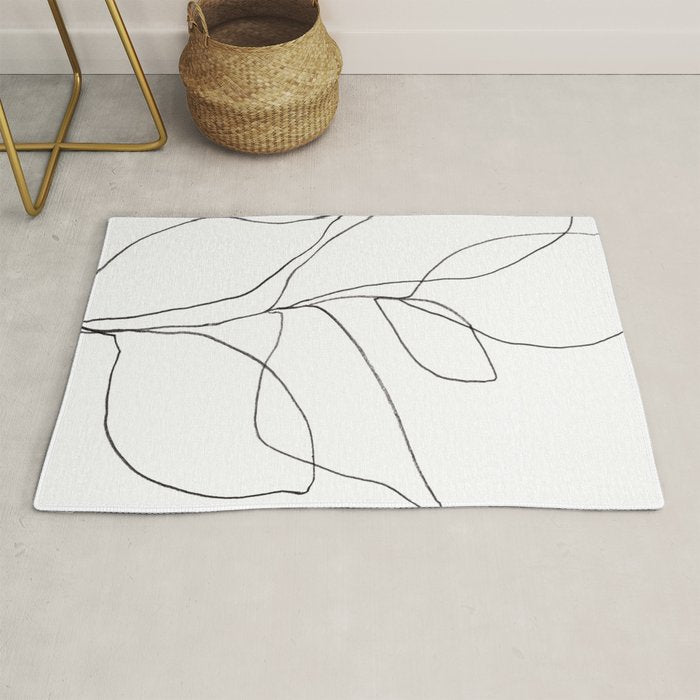 Minimalist Line Art Plant Drawing Rug Gallery Image 1