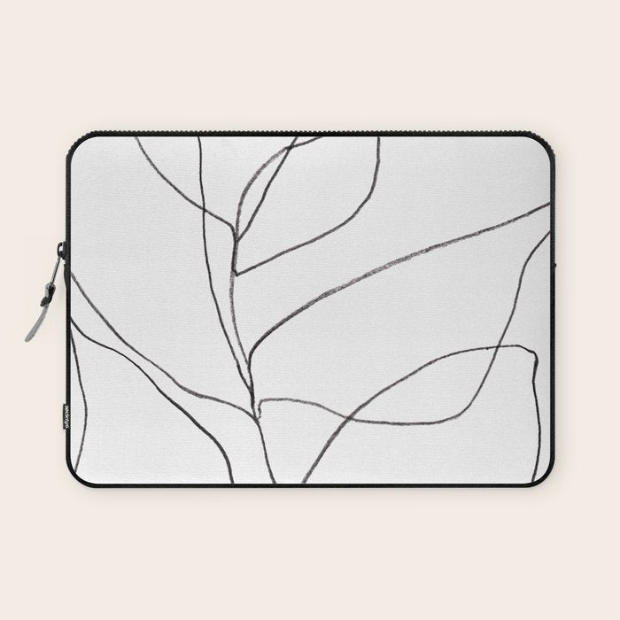 Minimalist Line Art Plant Drawing Laptop Sleeve Gallery Image 1