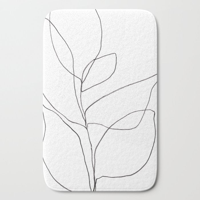 Minimalist Line Art Plant Drawing Bath Mat Gallery Image 2