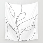 Minimalist Line Art Plant Drawing Wall Tapestry Gallery Image 4