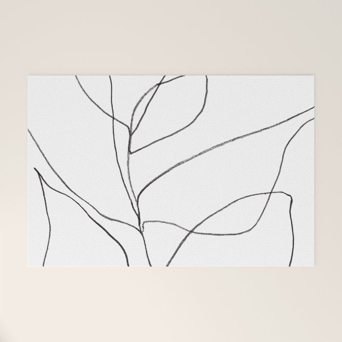 Minimalist Line Art Plant Drawing Welcome Mat Gallery Image 1