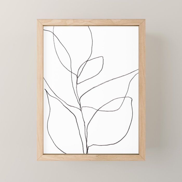 Minimalist Line Art Plant Drawing Mini Art Print Gallery Image 1