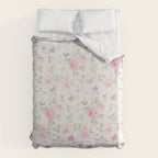 Elegant blush pink white vintage rose floral Duvet Cover Gallery Image 6