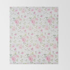 Elegant blush pink white vintage rose floral Throw Blanket Gallery Image 2