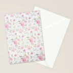 Elegant blush pink white vintage rose floral Stationery Card Gallery Image 2