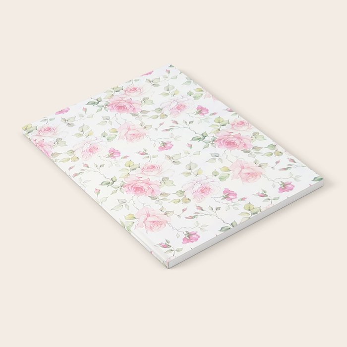 Elegant blush pink white vintage rose floral Notebook Gallery Image 2