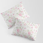 Elegant blush pink white vintage rose floral Pillow Sham Gallery Image 3