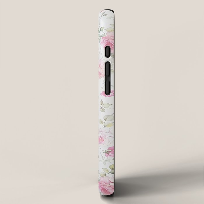 Elegant blush pink white vintage rose floral iPhone Case Gallery Image 2