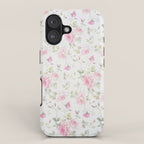 Elegant blush pink white vintage rose floral iPhone Case Gallery Image 1