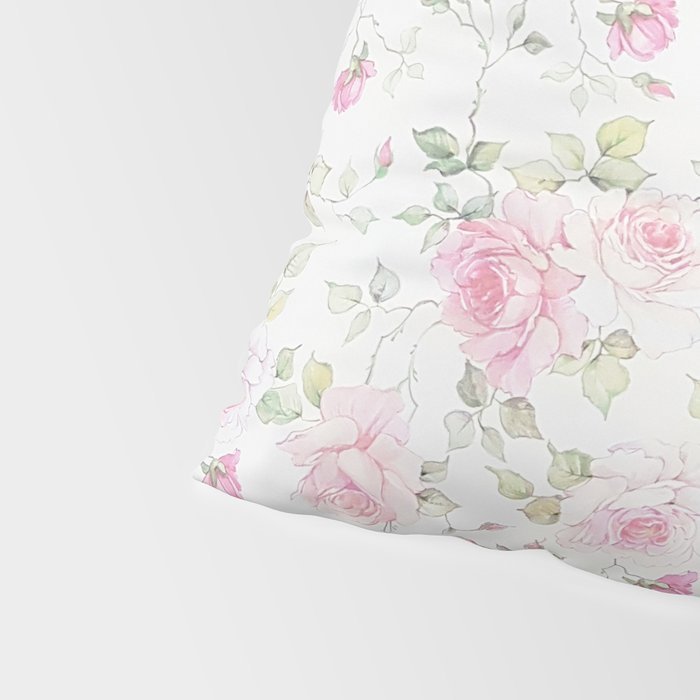 Elegant blush pink white vintage rose floral Pillow Sham Gallery Image 4