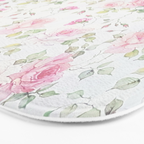 Elegant blush pink white vintage rose floral Bath Mat Gallery Image 3